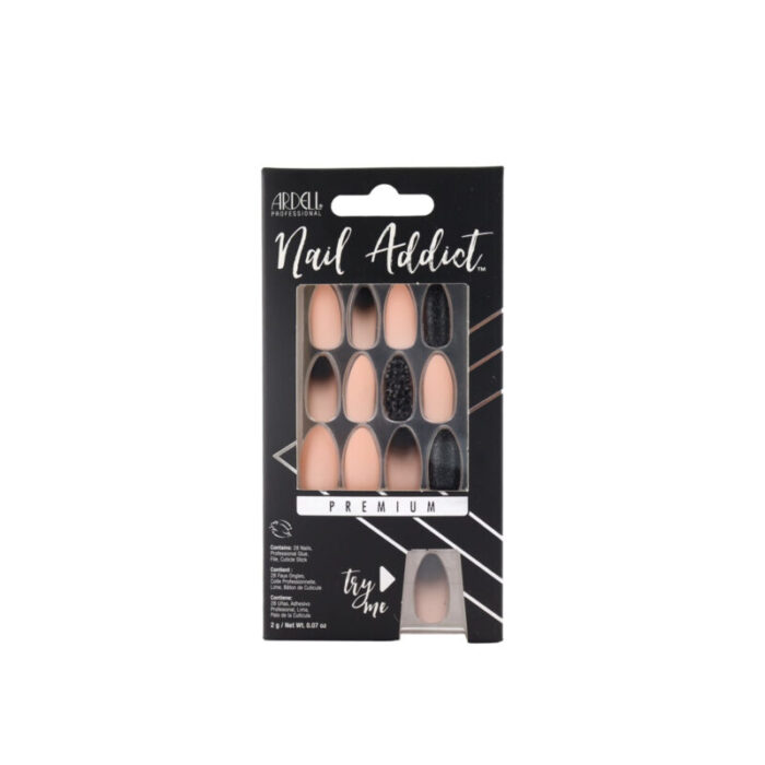 ardell nail addict premium artificial nails black stud pink ombre