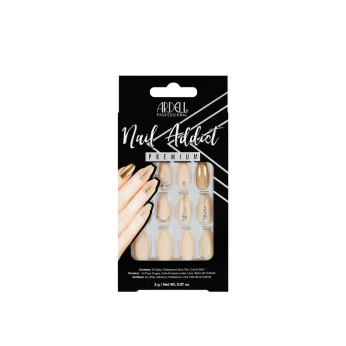 ardell nail addict premium artificial nails nude jeweled