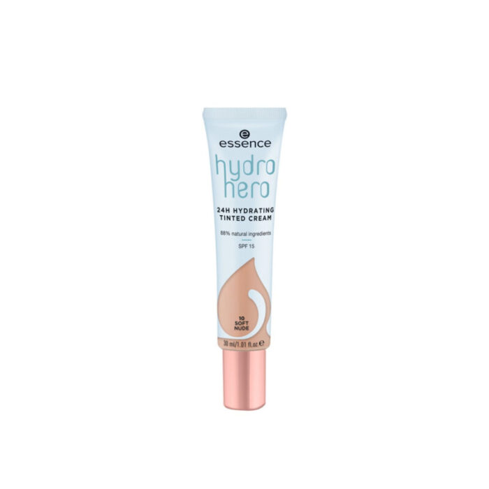 essence hydro hero 24h hydrating tinted cream spf15 10 soft nude 30ml